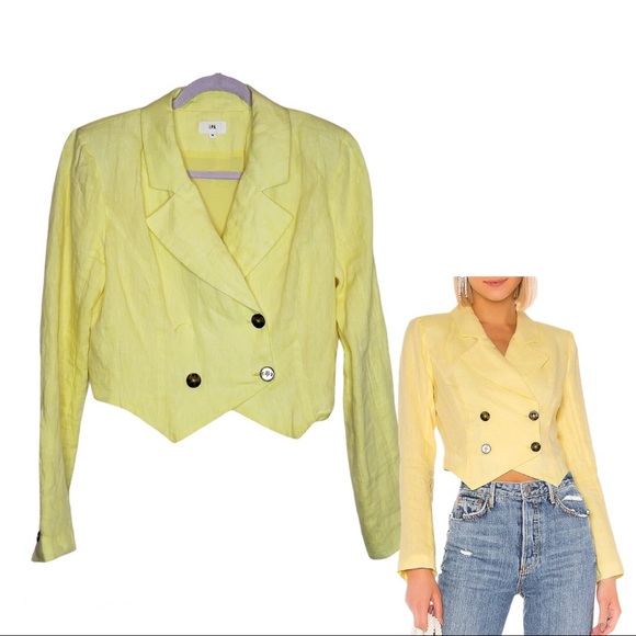 Revolve Pastel Yellow Cropped Blazer - Picture 2 of 10